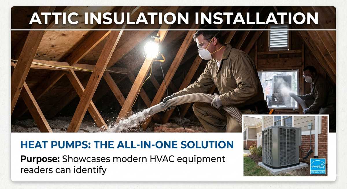 Modern cold-climate heat pump unit installed outside residential home, efficient HVAC system for heating and cooling with ENERGY STAR certification