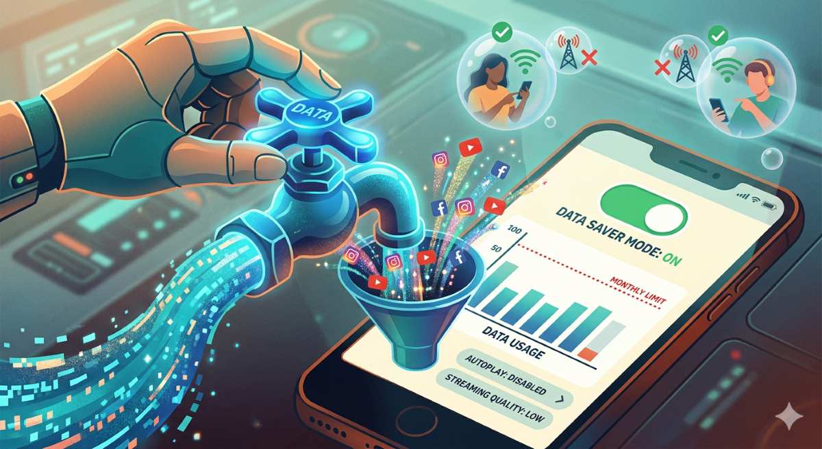 Person downloading Netflix shows on tablet connected to Wi-Fi, offline viewing preparation