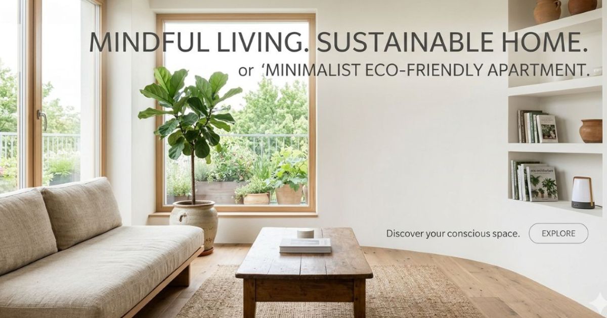 Person meditating in minimalist zero waste home with natural light and plants, sustainable living zero waste mindful consumption"