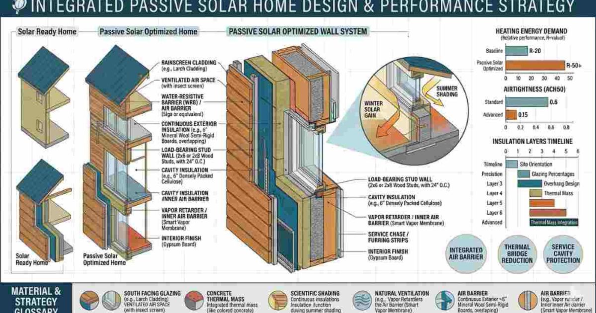 passive solar home design architecture illustration