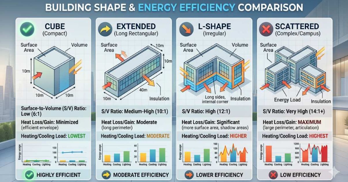 building shape comparison energy efficiency diagram