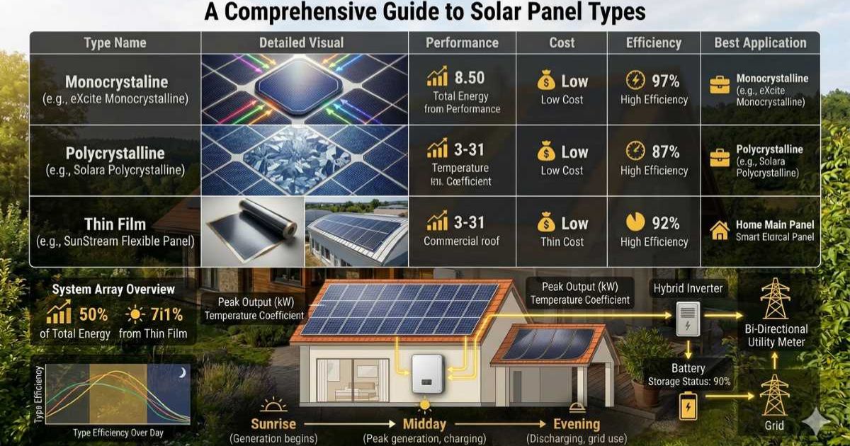 Side-by-side: Monocrystalline, Polycrystalline, Thin-film
