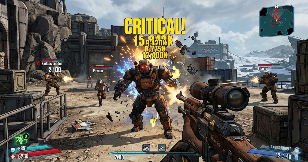 Borderlands 2 Vault Hunter aiming for critical headshot on bandit, ammo conservation