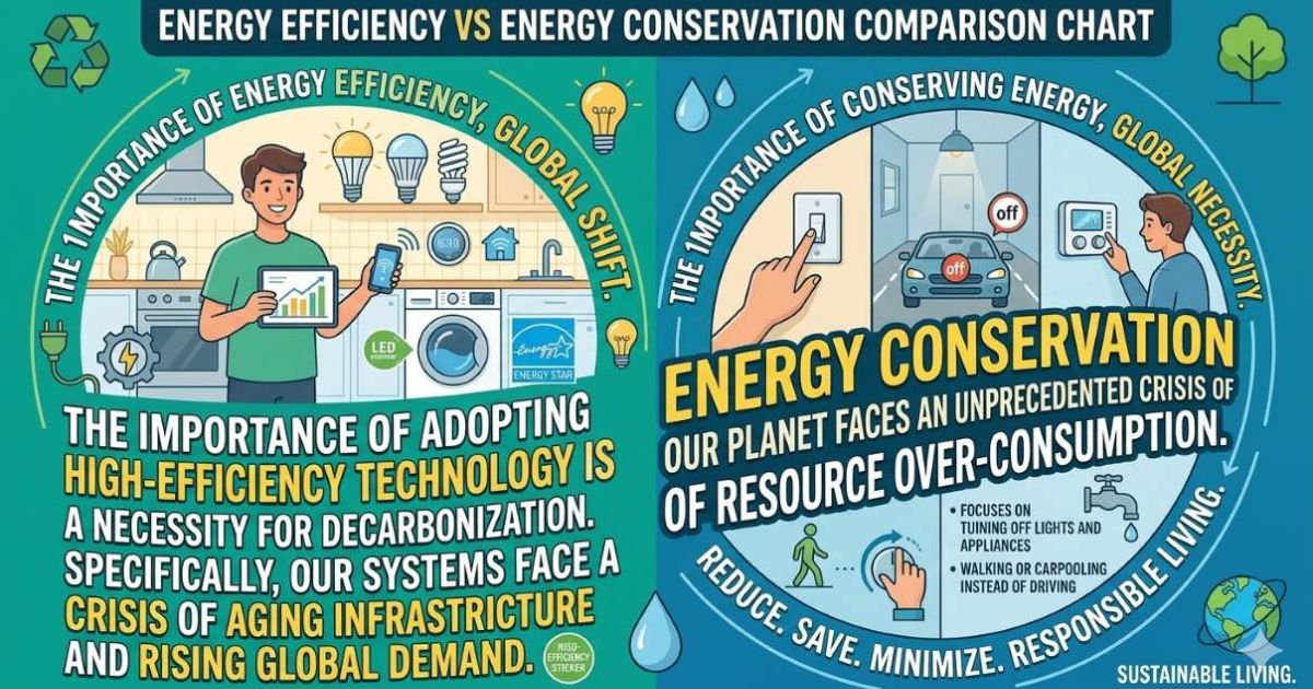 energy efficiency vs energy conservation comparison chart
