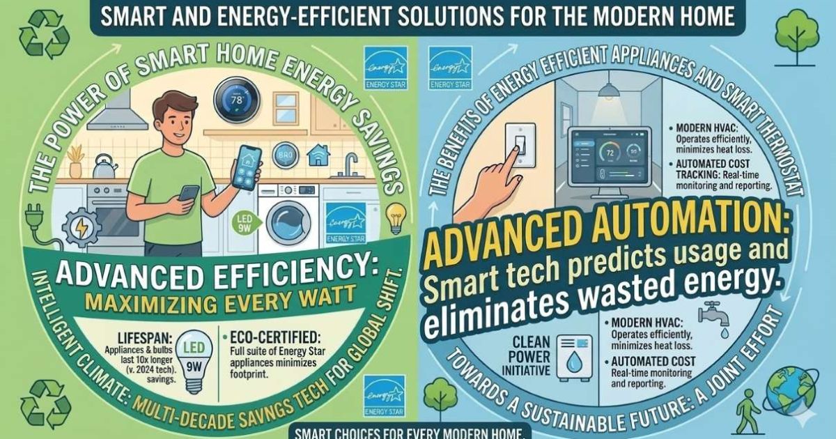 energy efficient appliances and smart thermostat in modern home