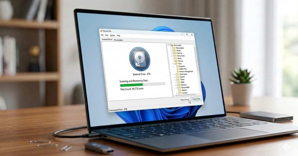 Recuva data recovery software scanning free clusters to restore deleted files