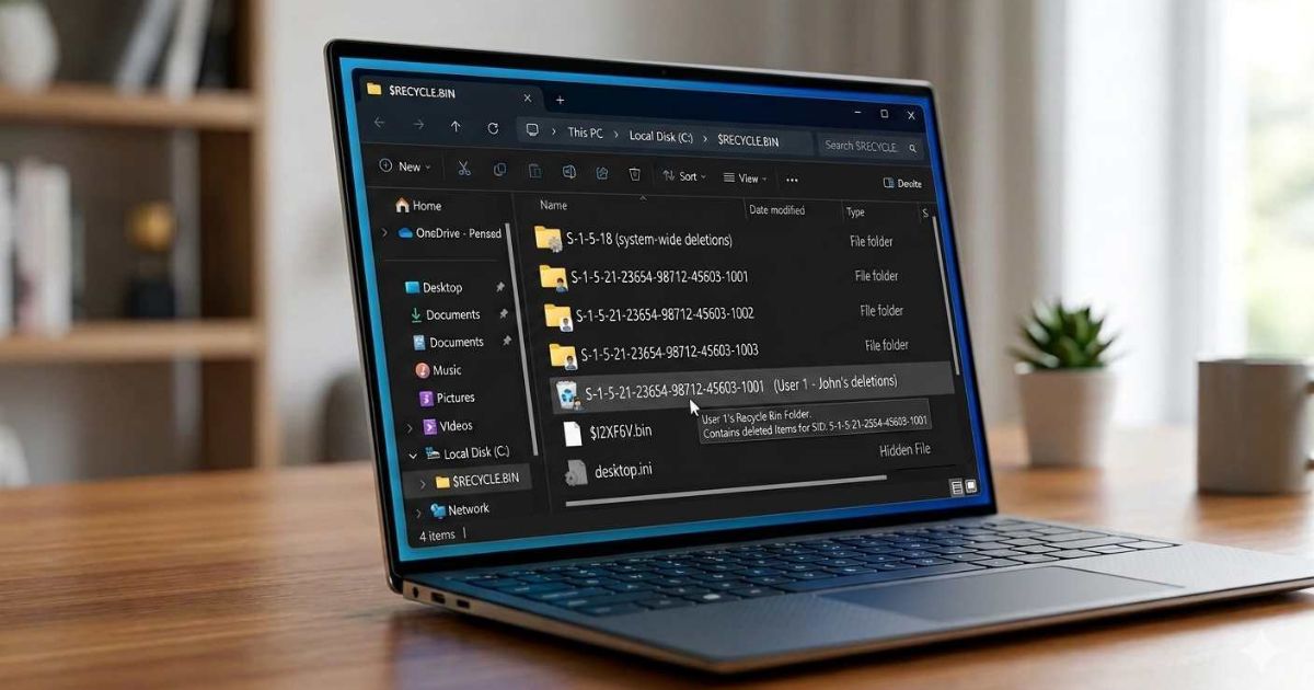 IandR files storing metadata and actual data in Windows Recycle Bin system folder