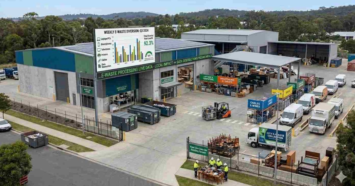 Graph showing landfill diversion rates and recycling impact, environmental benefits chart"