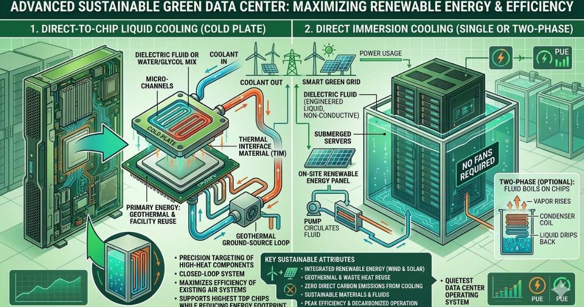 sustainable green data center using renewable energy and efficient cooling