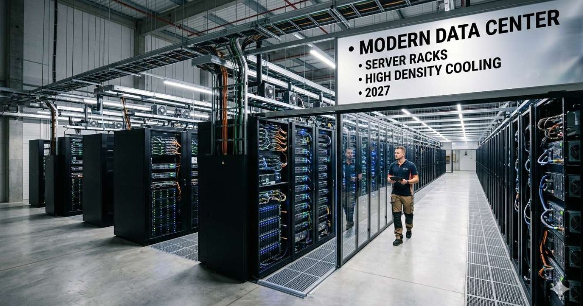 modern data center energy-efficient infrastructure with high-density racks