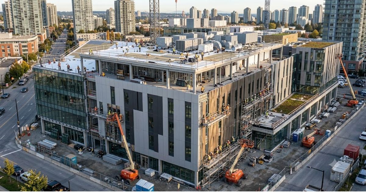 Commercial roofing, glazing, and architectural wall panel installation by exterior construction specialists